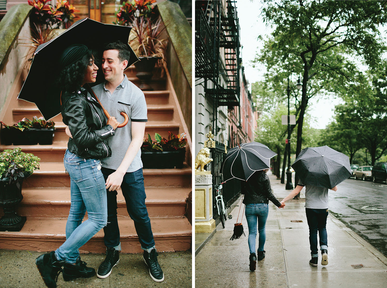 rainy nyc engagement photos