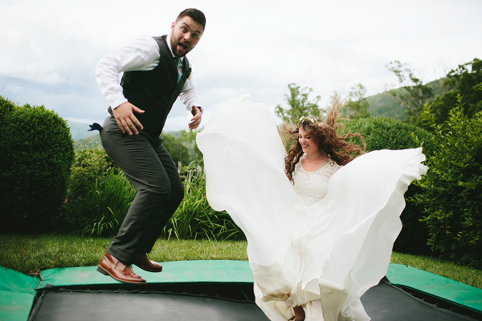 bride groom trampoline
