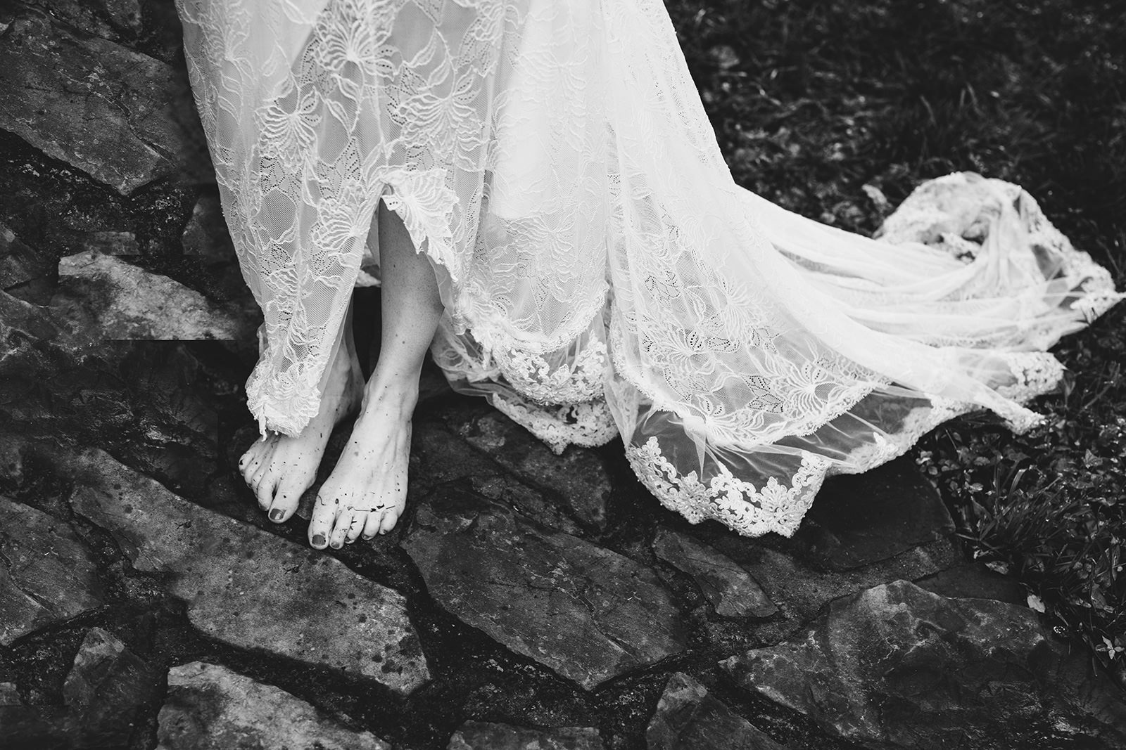 barefoot bride muddy feet