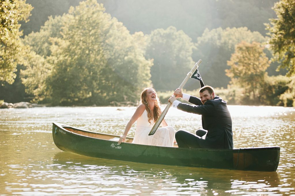wedding in a canoe
