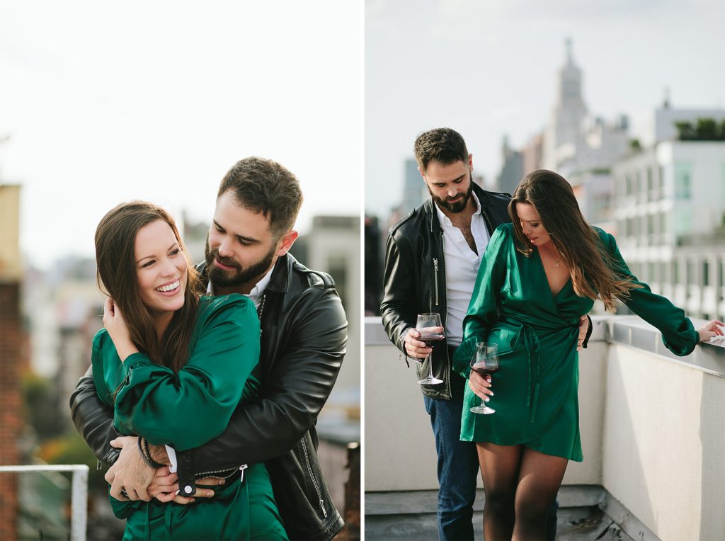 lower east side rooftop engagement photos
