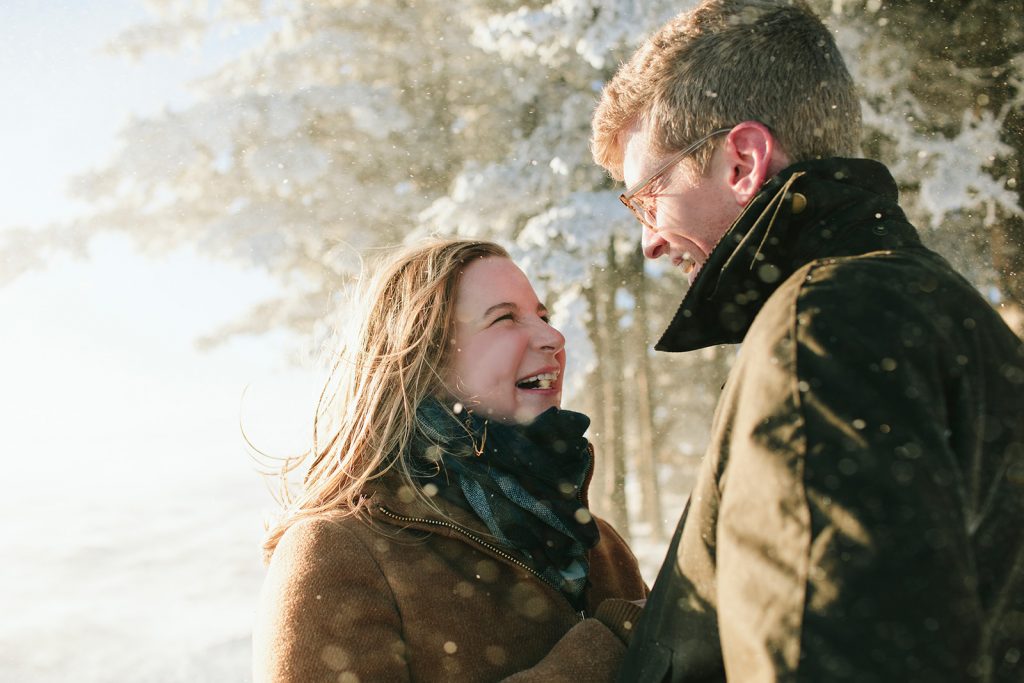 winter engagement photos in asheville