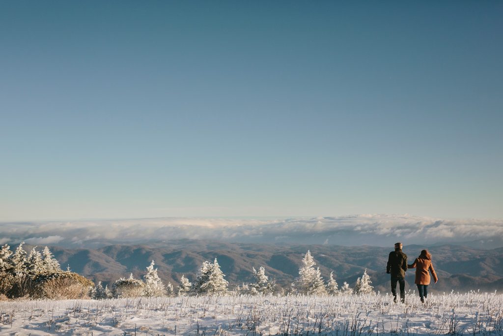 carvers gap winter engagement session