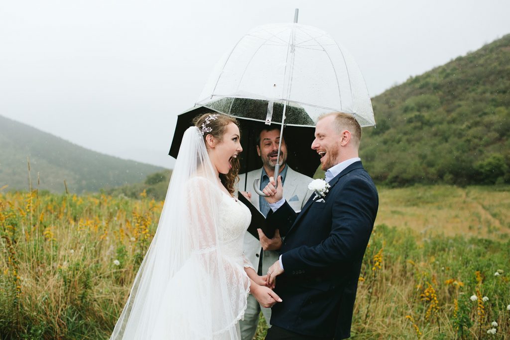 rainy wedding day in the mountains