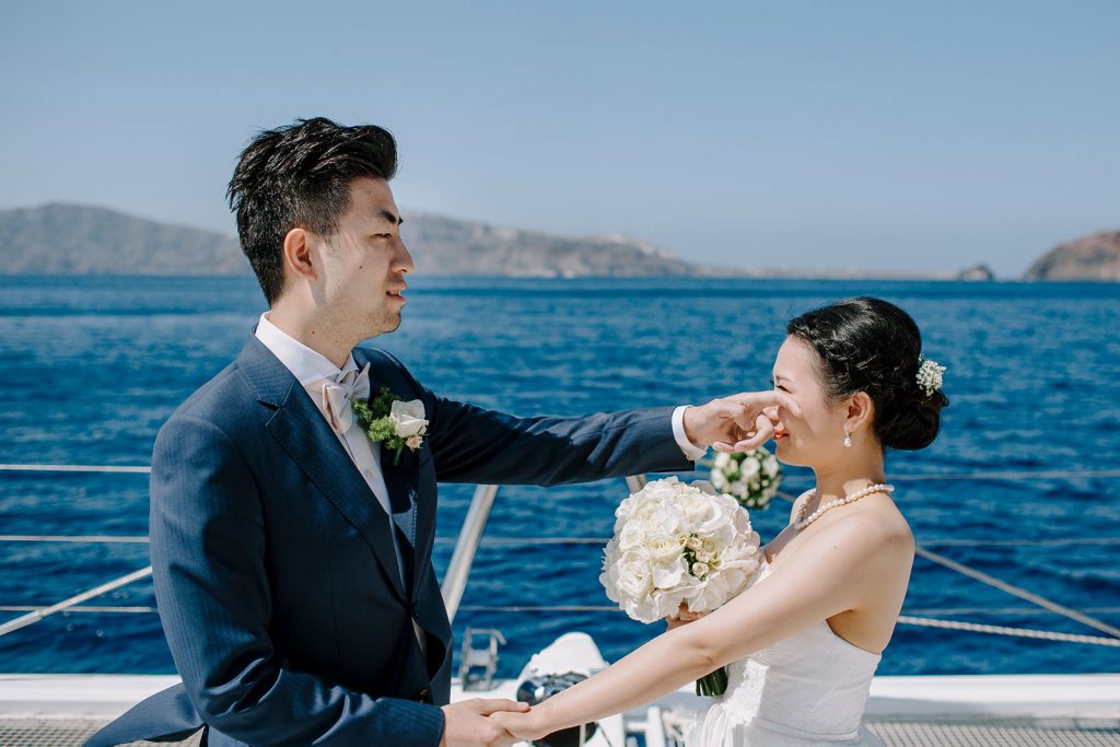 Santorini yacht wedding
