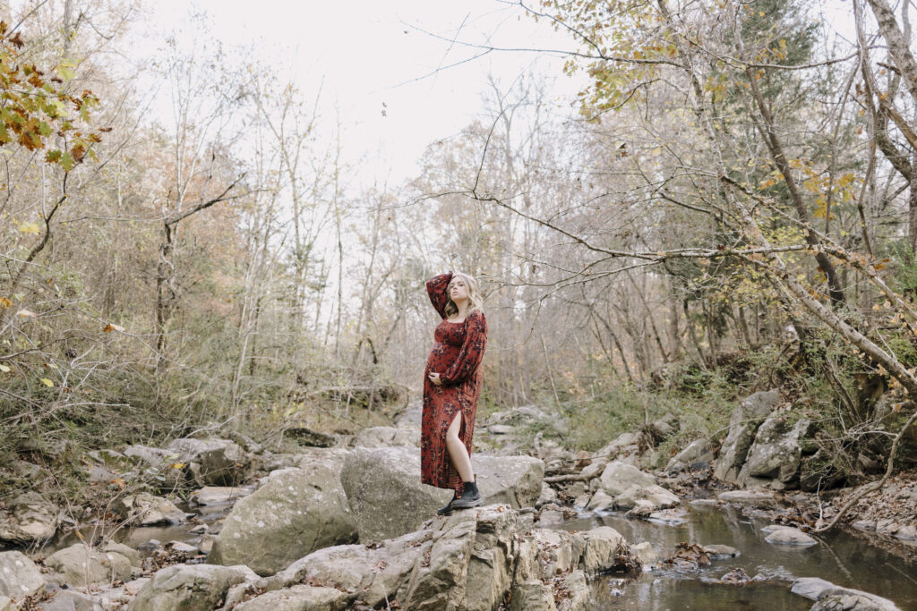 maternity photos in a river