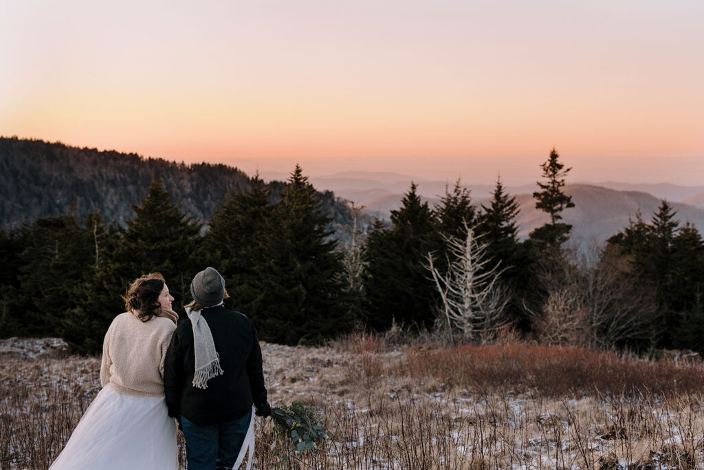 winter mountain elopement in nc