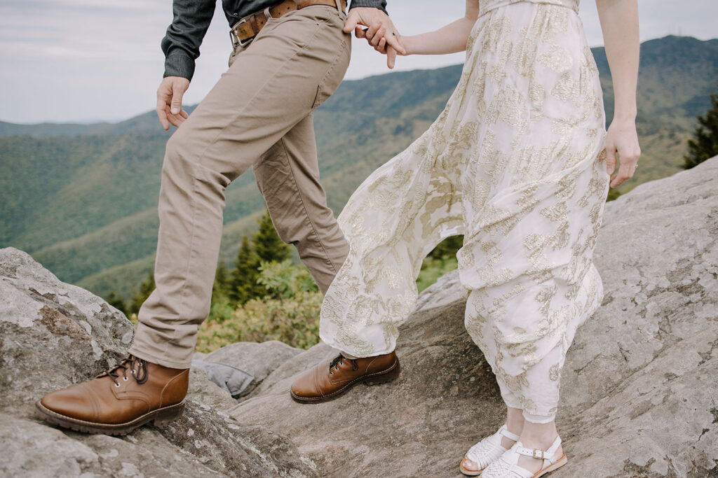 windy spring engagement session asheville